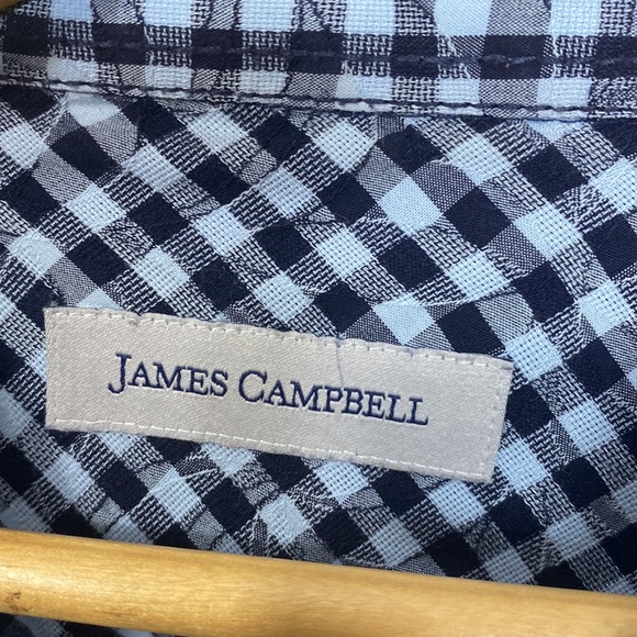 James Cambell Button Down Short Sleeve Collared Shirt Gingham Size: XL - Picture 3 of 5